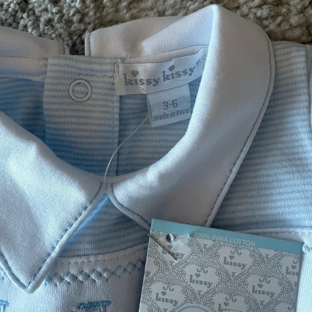 KISSY KISSY Baby Boy’s Collared Embroidered Striped Short Playsuit 3-6 months